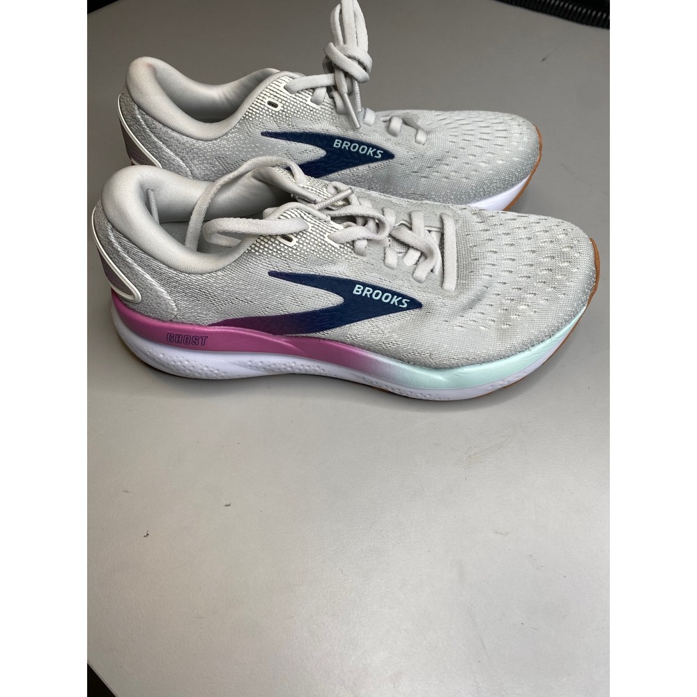 Brooks Ghost 15 Womens 6.5 Running Shoes Grey Purple Teal 1204071B175